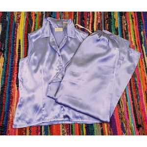 Jaclyn Smith Women S Sleepwear Satin Pajama Set Lilac Pants & Sleeveless Top EUC